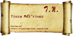 Tisza Máriusz névjegykártya